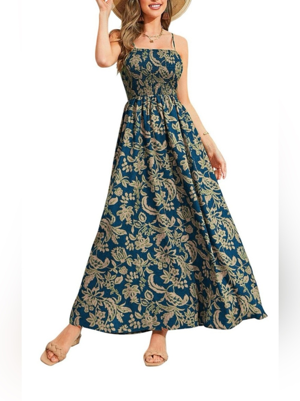 Silvia Rufino Blue Floral Smocked Dress